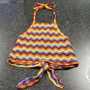 Tatget Pride Colorful Zigzag Halter Crop Top